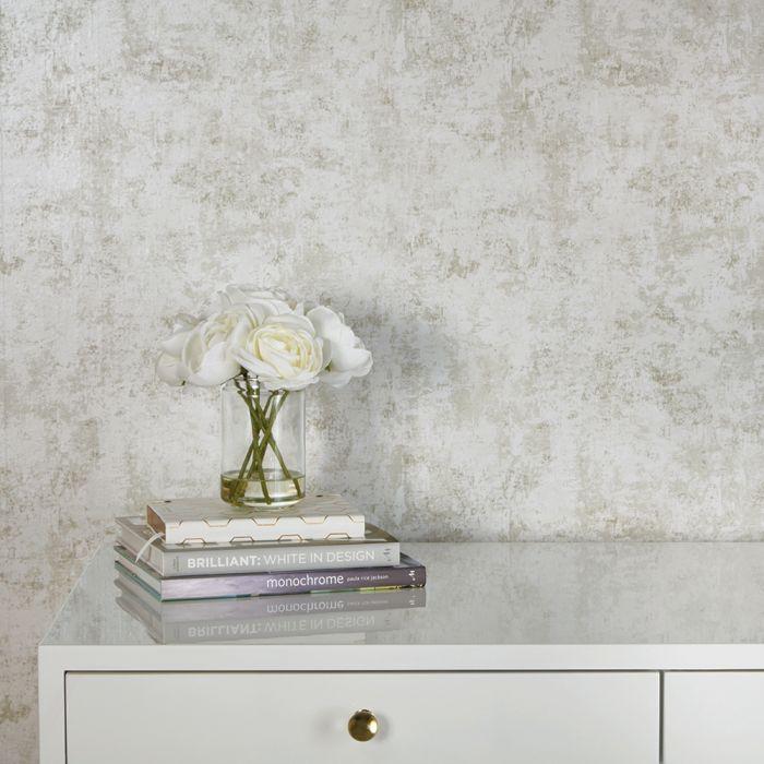Distressed Gold Leaf Removable Wallpaper in Pearl