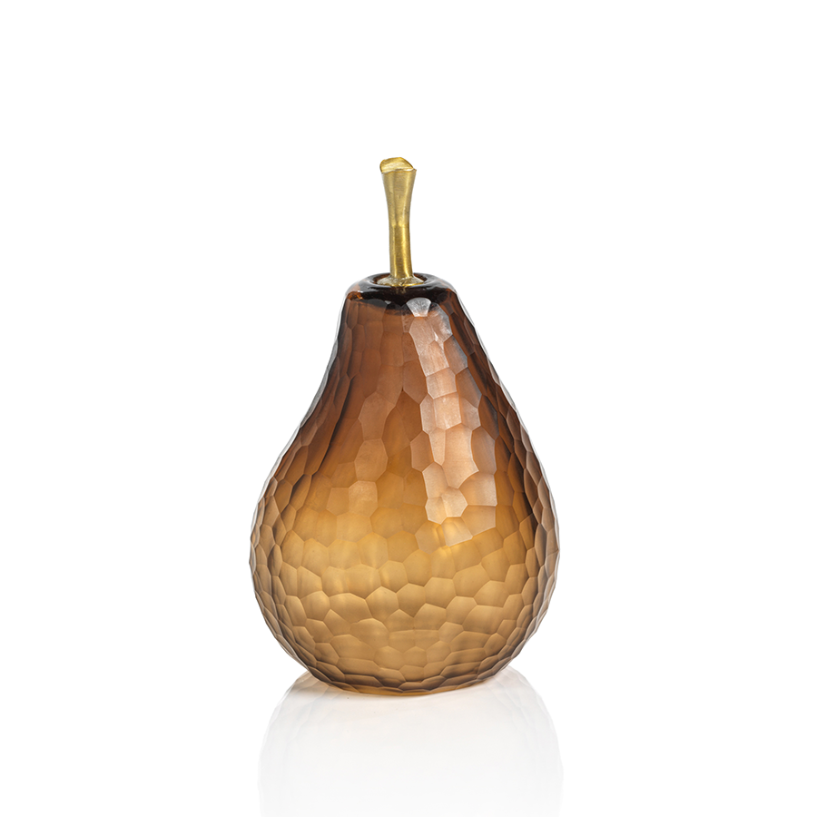 decorative amber glass pear sculpture by zodax in 7043 1