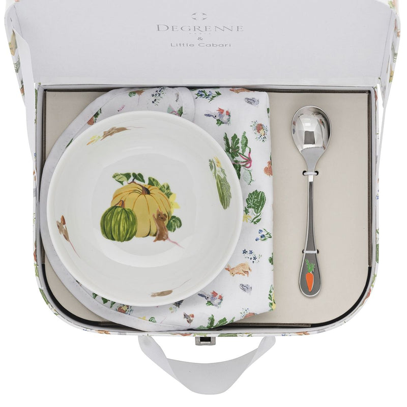 Friends of the Vegetable Garden Suitcase & Fruit Bowl Set with Bib by Degrenne Paris