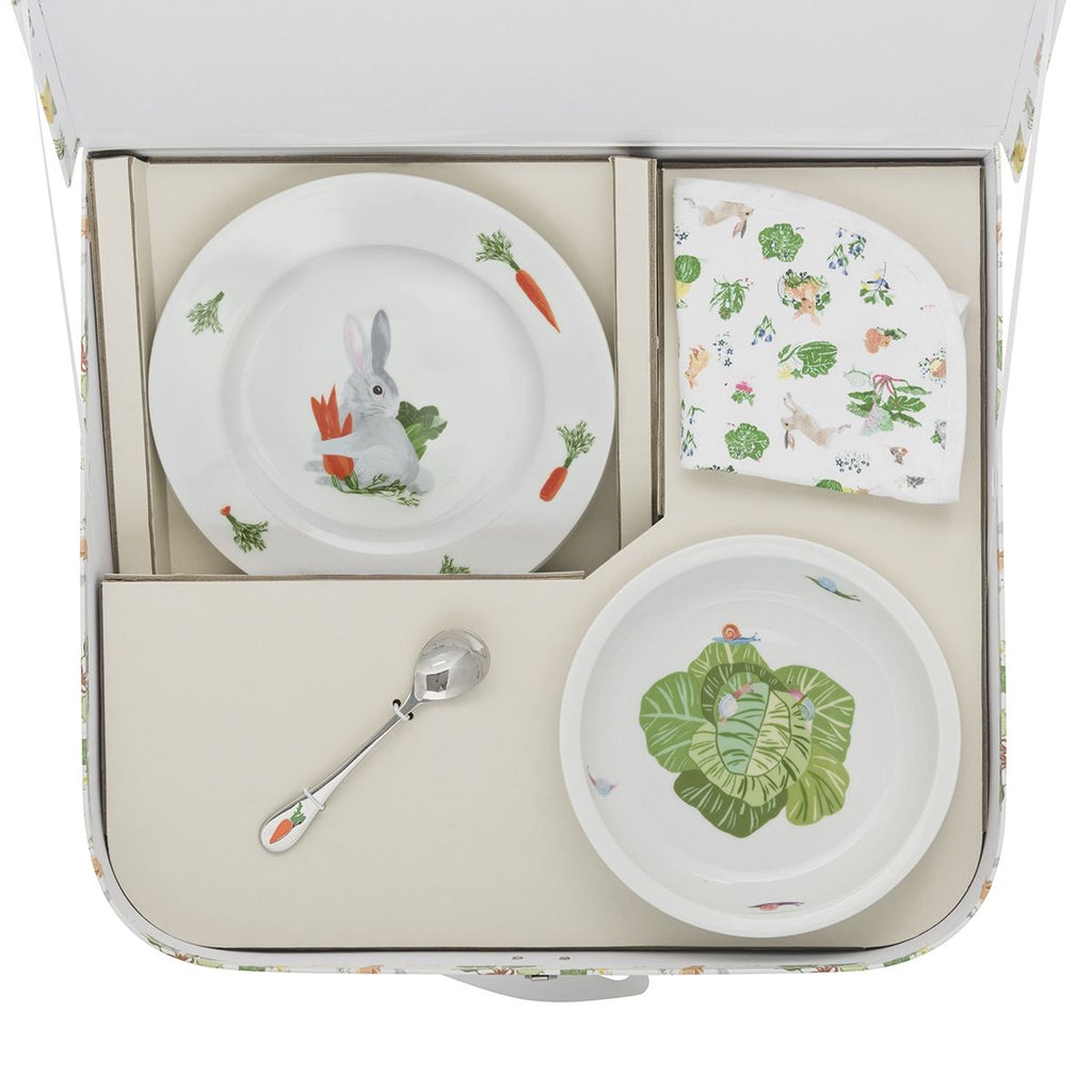 friends of the vegetable garden suitcase plate bowl set with bib 2