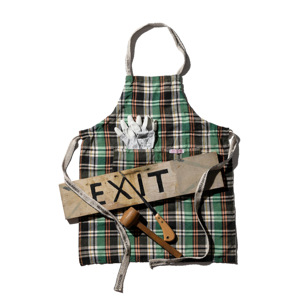 Recycle Cotton Check Apron / Green By Puebco 303055 1
