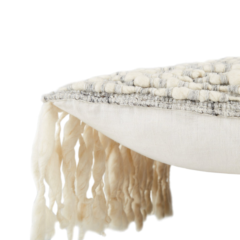 Mahya Textured Pillow in Ivory & Light Gray by Jaipur Living