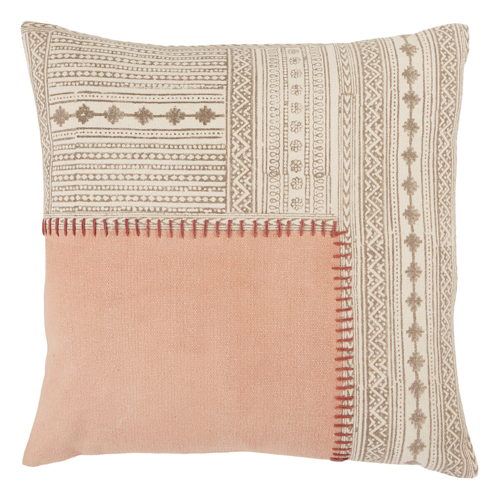 Ayami Tribal Pillow in Light Pink & Cream
