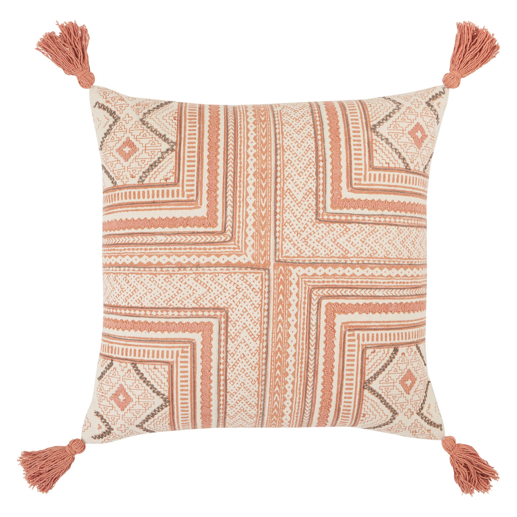Saskia Tribal Pillow in Pink & Cream