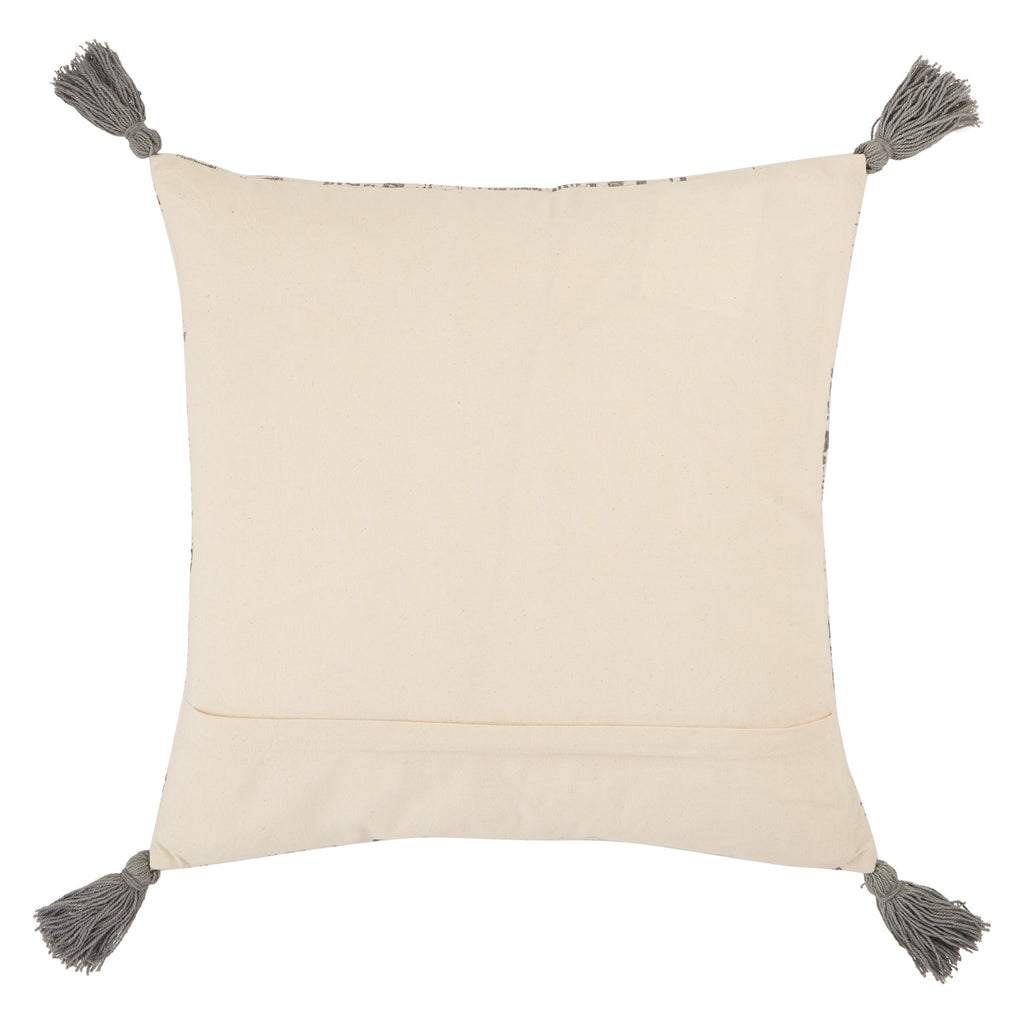 Saskia Tribal Pillow in Gray & Cream