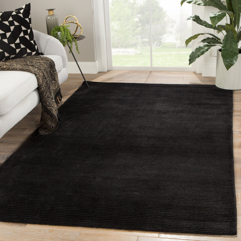basis solid rug in jet black design by jaipur 5