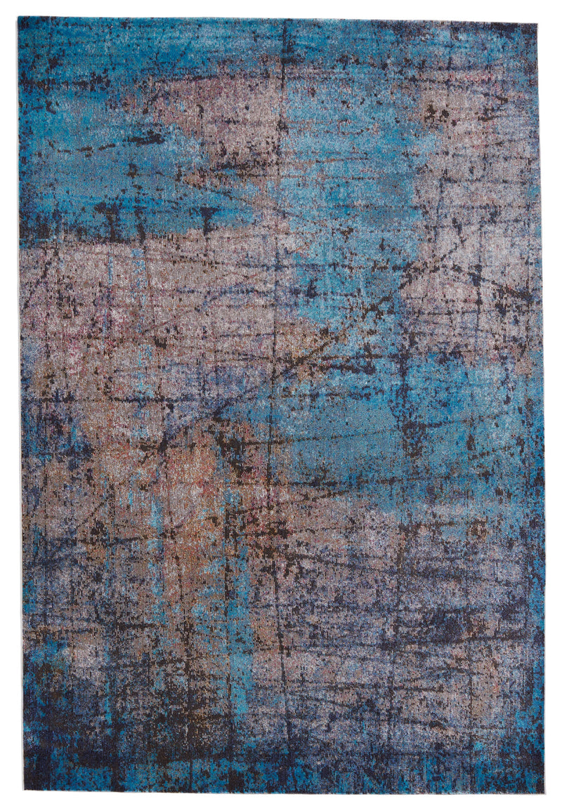 Hoku Abstract Rug in Blue & Brown by Jaipur Living