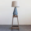 blue ceramic table lamp with natural linen shade 1