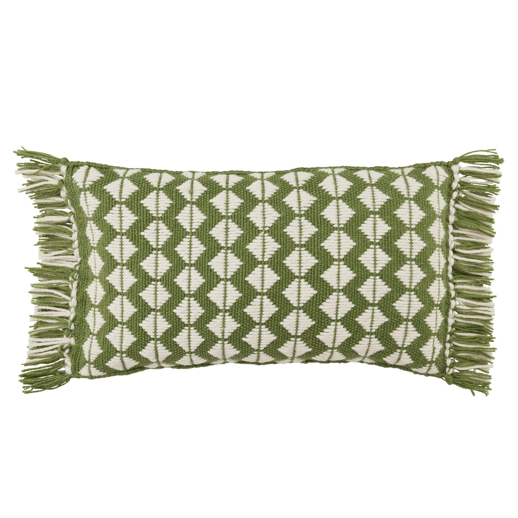 Chesa Perdita Indoor/Outdoor Green & Ivory Pillow 1