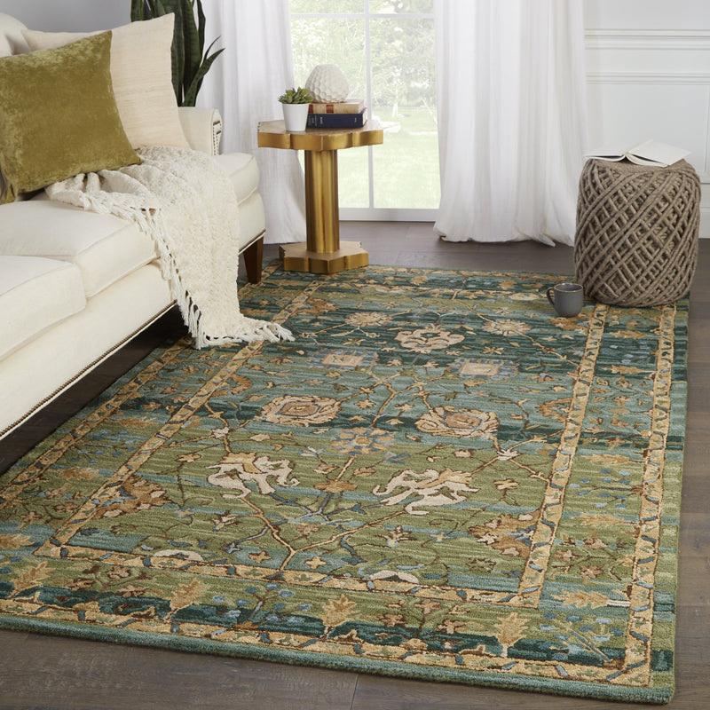 ahava handmade oriental green blue rug by jaipur living 5