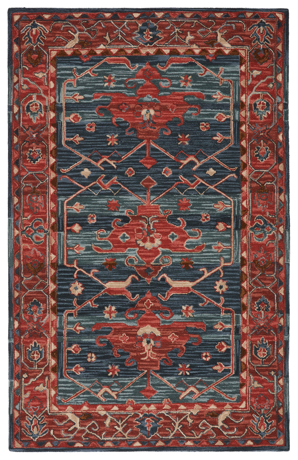 cinnabar handmade medallion red blue rug by jaipur living 1
