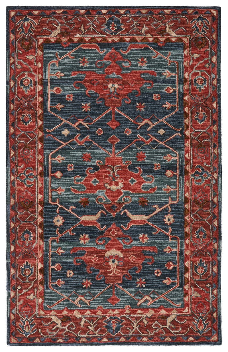 cinnabar handmade medallion red blue rug by jaipur living 1