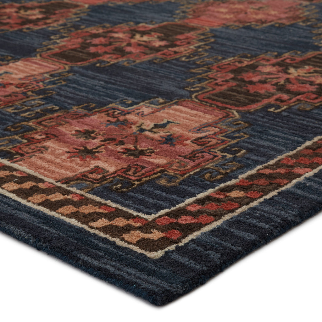 kyoto handmade tribal dark blue pink rug by jaipur living 2