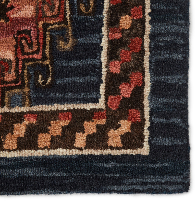 kyoto handmade tribal dark blue pink rug by jaipur living 5