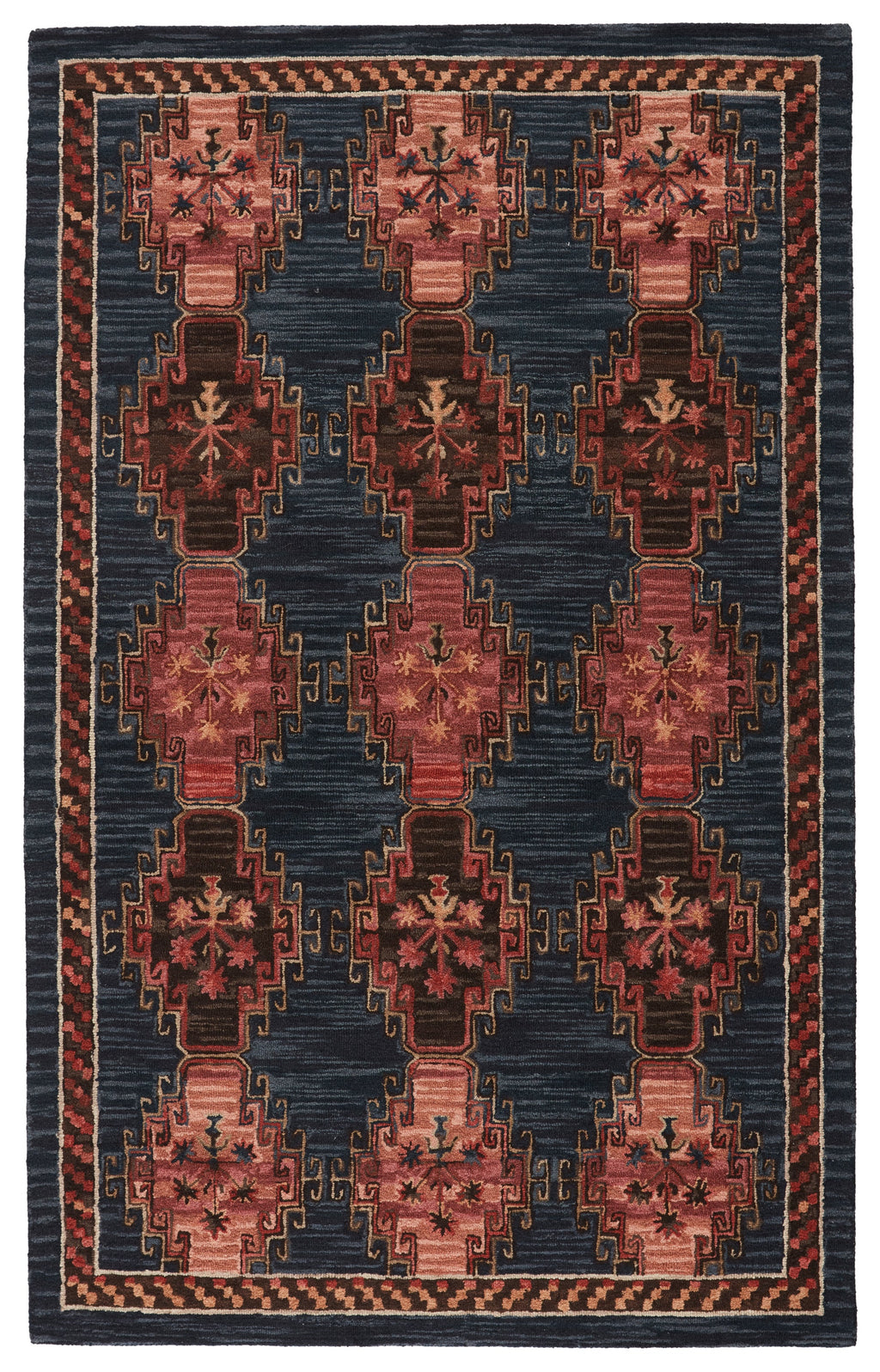 kyoto handmade tribal dark blue pink rug by jaipur living 1