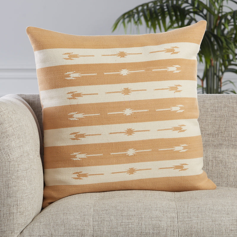 Vanda Stripes Pillow in Light Tan by Jaipur Living