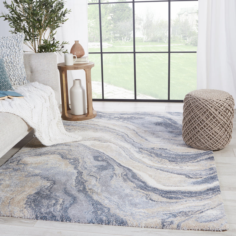 Orion Abstract Rug in Blue & Light Gray by Jaipur Living