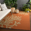 Bough Out Indoor/ Outdoor Floral Orange & Taupe Area Rug