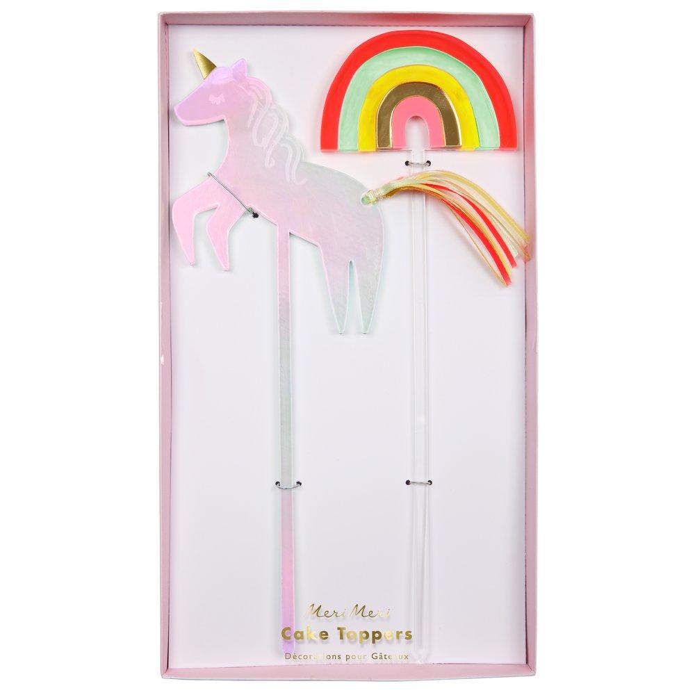 unicorn rainbow acrylic cake toppers by meri meri 1