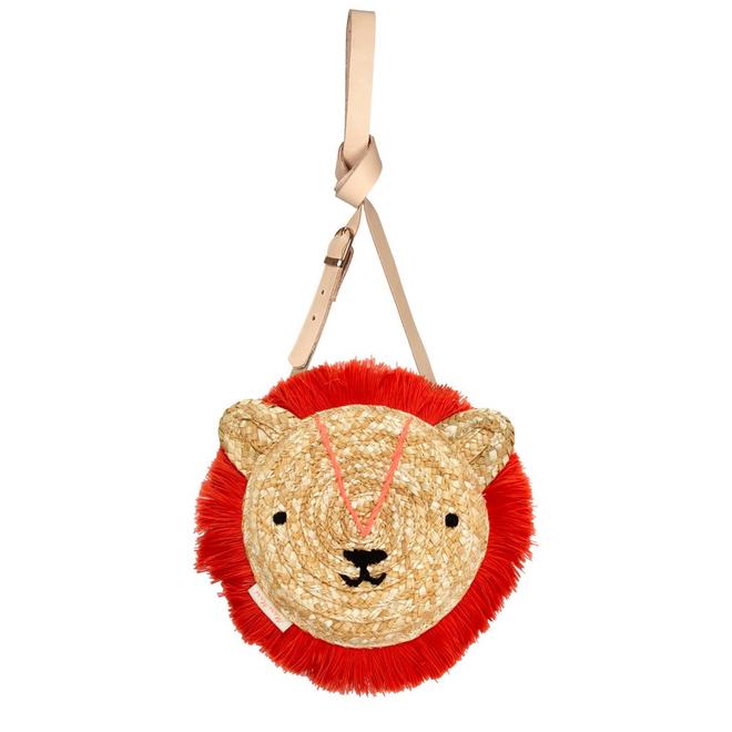 lion cross body straw bag by meri meri 1