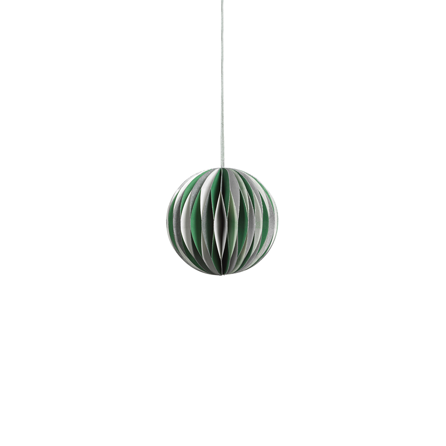 wish paper decorative ball ornament off white dark green and silver in various sizes 1