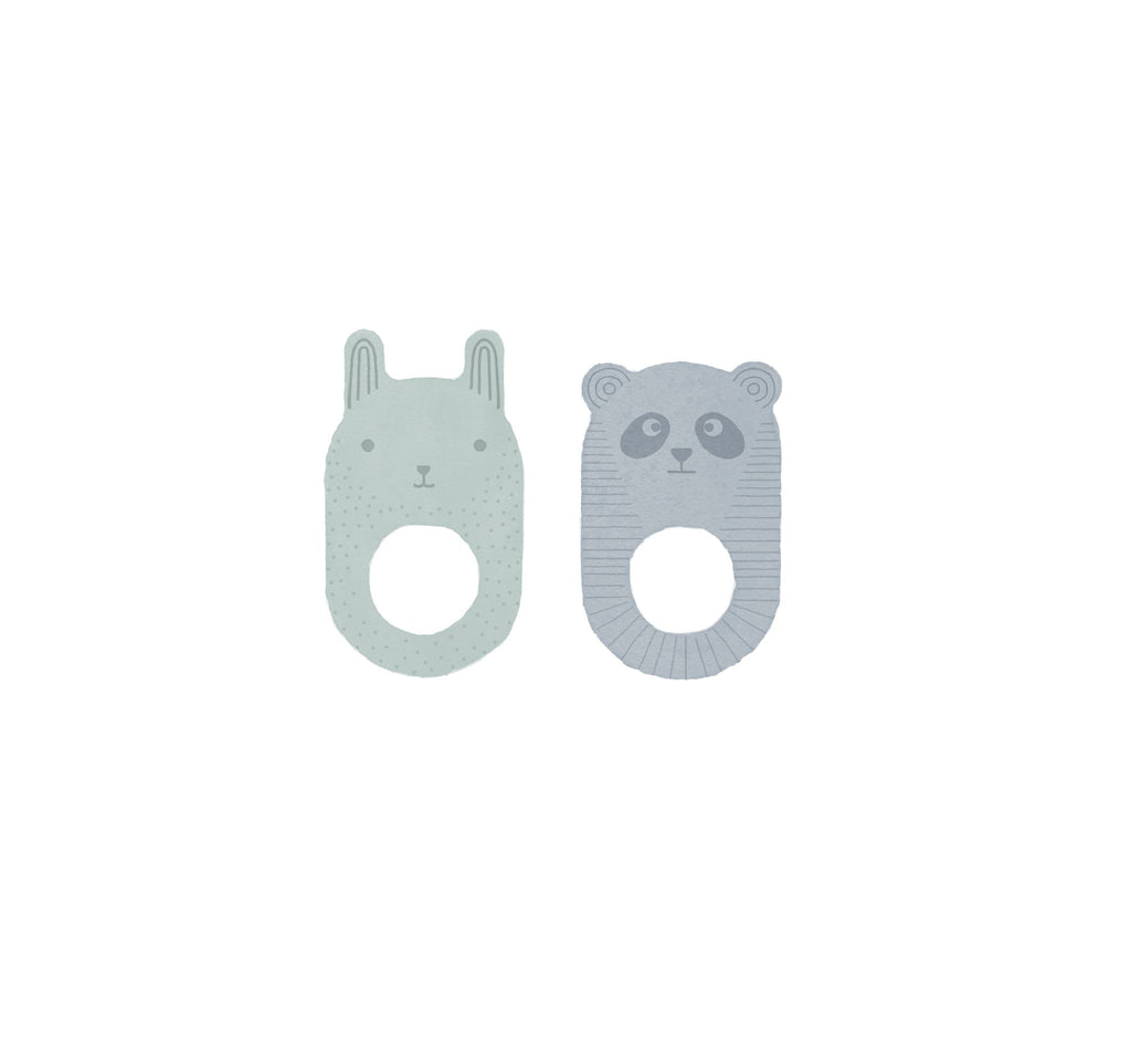 ninka ling ling baby teether pack of 2 pale mint dusty blue by oyoy m107171 1