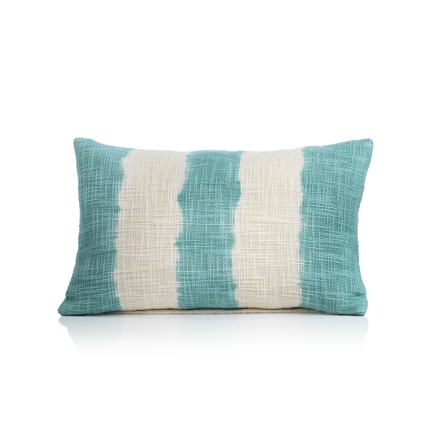 Naxos Tie Dye Blue Stripe Cotton Throw Pillow in Various Sizes