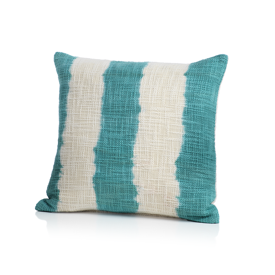 Naxos Tie Dye Blue Stripe Cotton Throw Pillow in Various Sizes