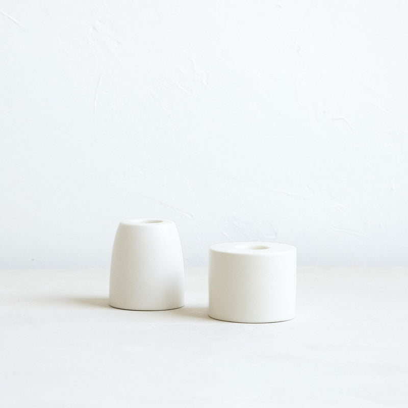 petite ceramic taper holder in matte white 5