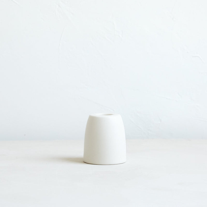 petite ceramic taper holder in matte white 9