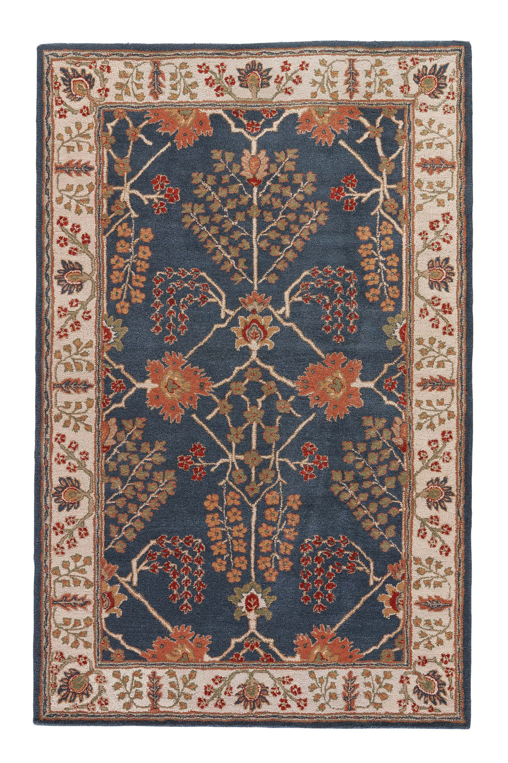 chambery floral rug in dark blue lily white design by jaipur 1