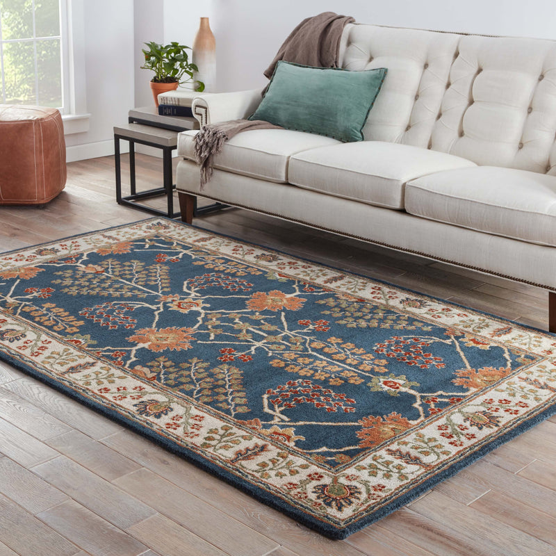 chambery floral rug in dark blue lily white design by jaipur 5