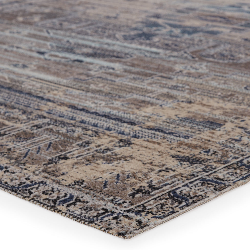 Cicero Indoor/Outdoor Medallion Rug in Taupe & Blue by Jaipur Living