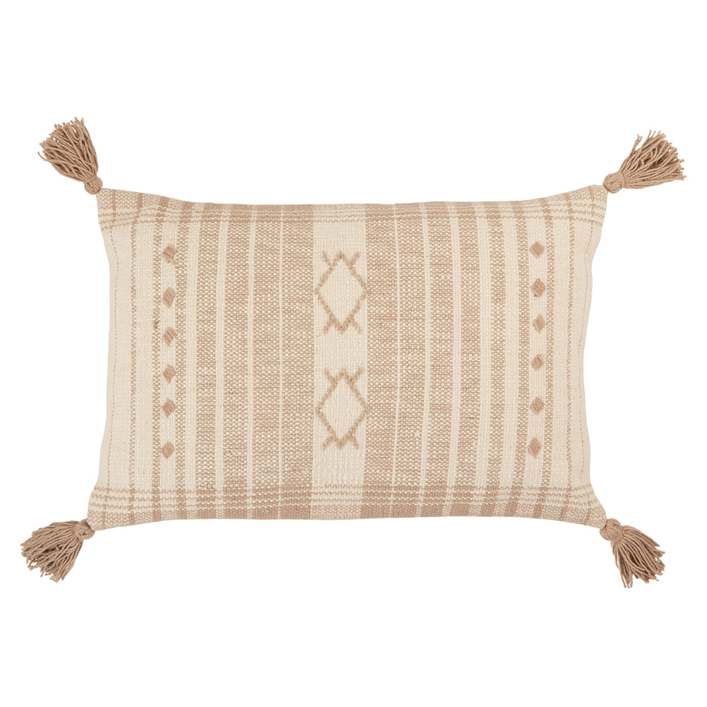 Razili Tribal Pillow in Taupe & Cream