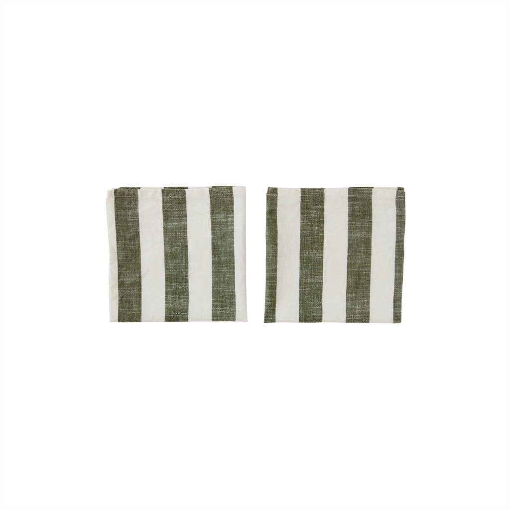 striped napkin pack of 2 olive oyoy l300310 1