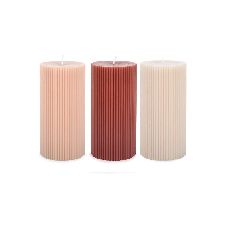 Fancy Pillar Candles in Various Colors