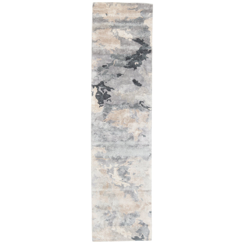 Glacier Handmade Abstract Gray & Dark Blue Area Rug