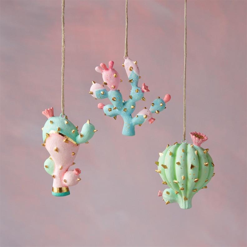 cactus holiday ornament set of 3 1