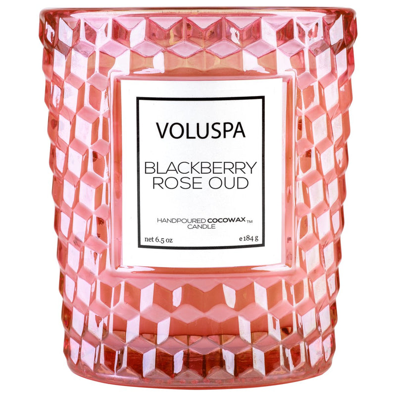 blackberry rose oud textured glass candle 1