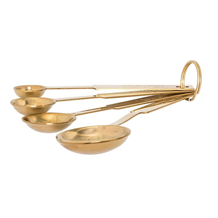 set of 4 stainless steel measuring spoons in gold design by bd edition 2
