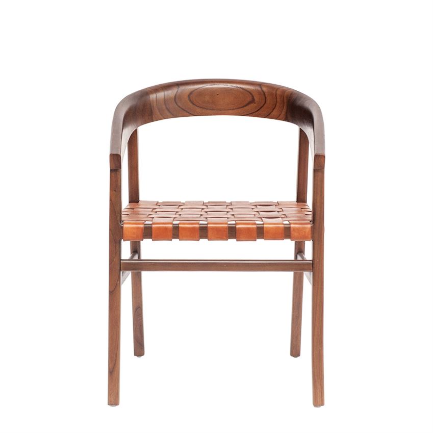 cedar wood woven leather chair 1