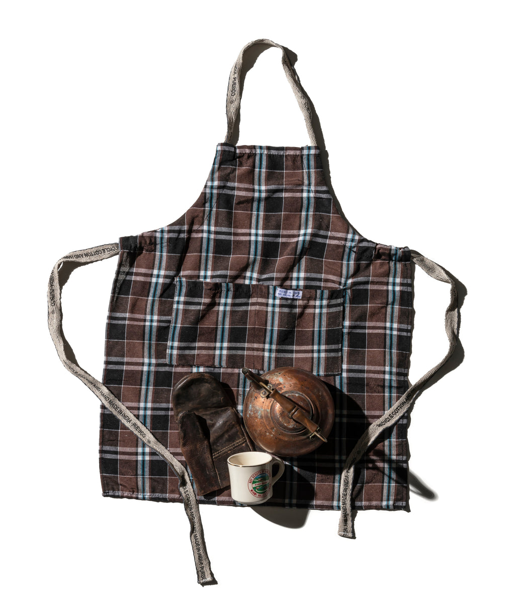 Recycle Cotton Check Apron / Brown By Puebco 303093 1