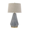 blue ceramic table lamp with natural linen shade 2