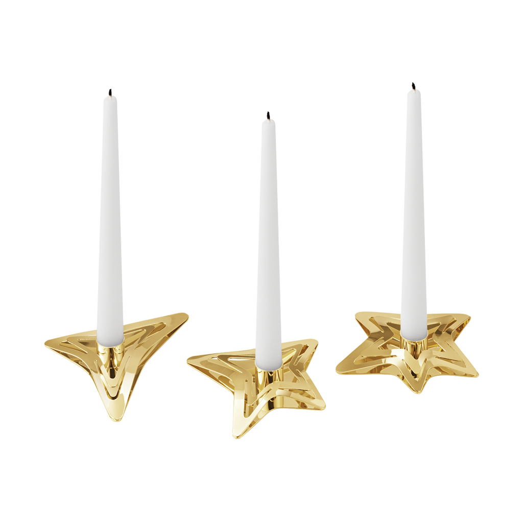 christmas candle holders 3 pcs gold 1