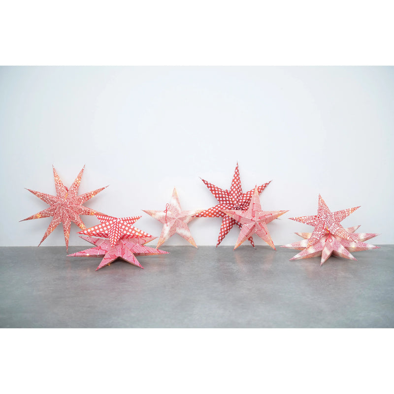 red white 5 point folding star ornament set of 4 3