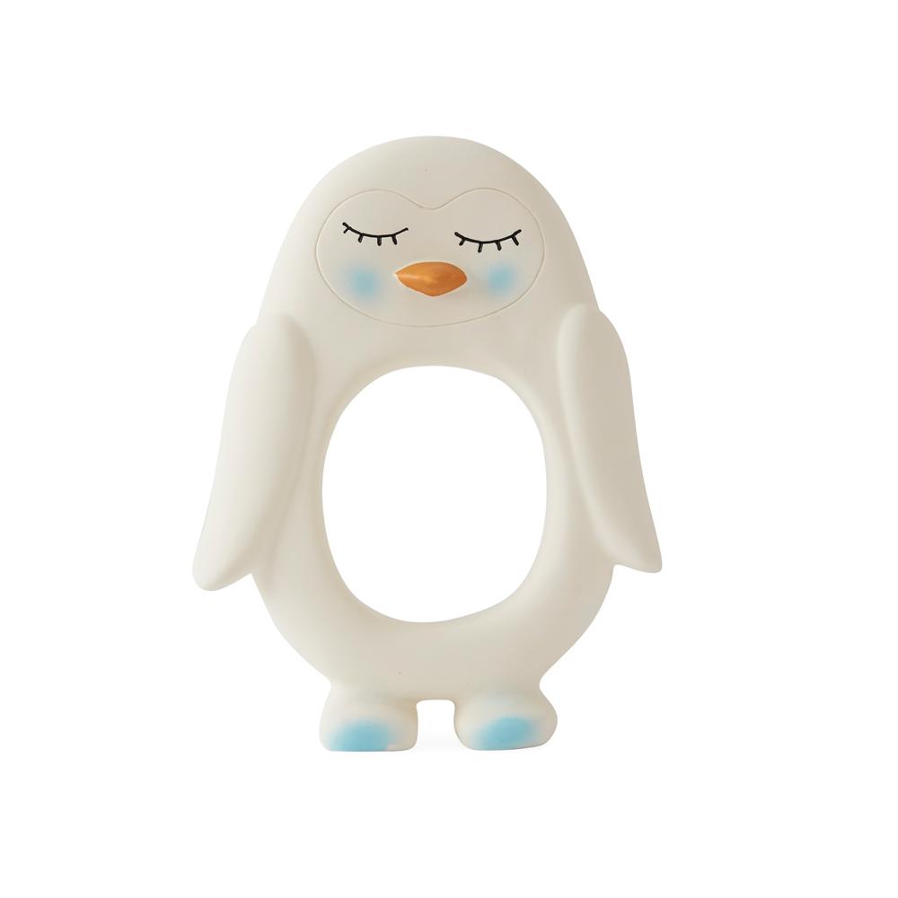 penguin baby teether in white by oyoy 1