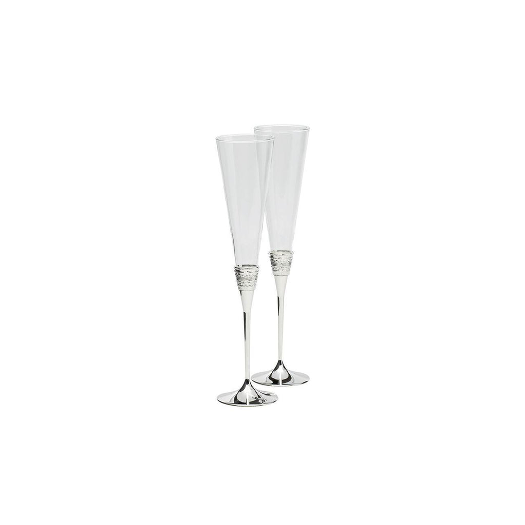 With Love Silver Toasting Flutes, Pair by Vera Wang
