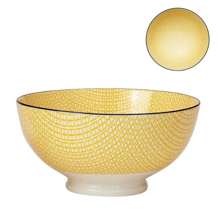 Medium Kiri Porcelain Bowl in Yellow w/ Black Trim design by Torre & Tagus