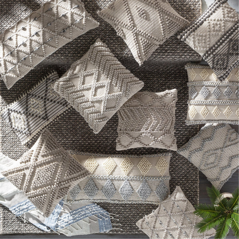 Anders ADR-002 Hand Woven Square Pillow in Charcoal & Beige by Surya
