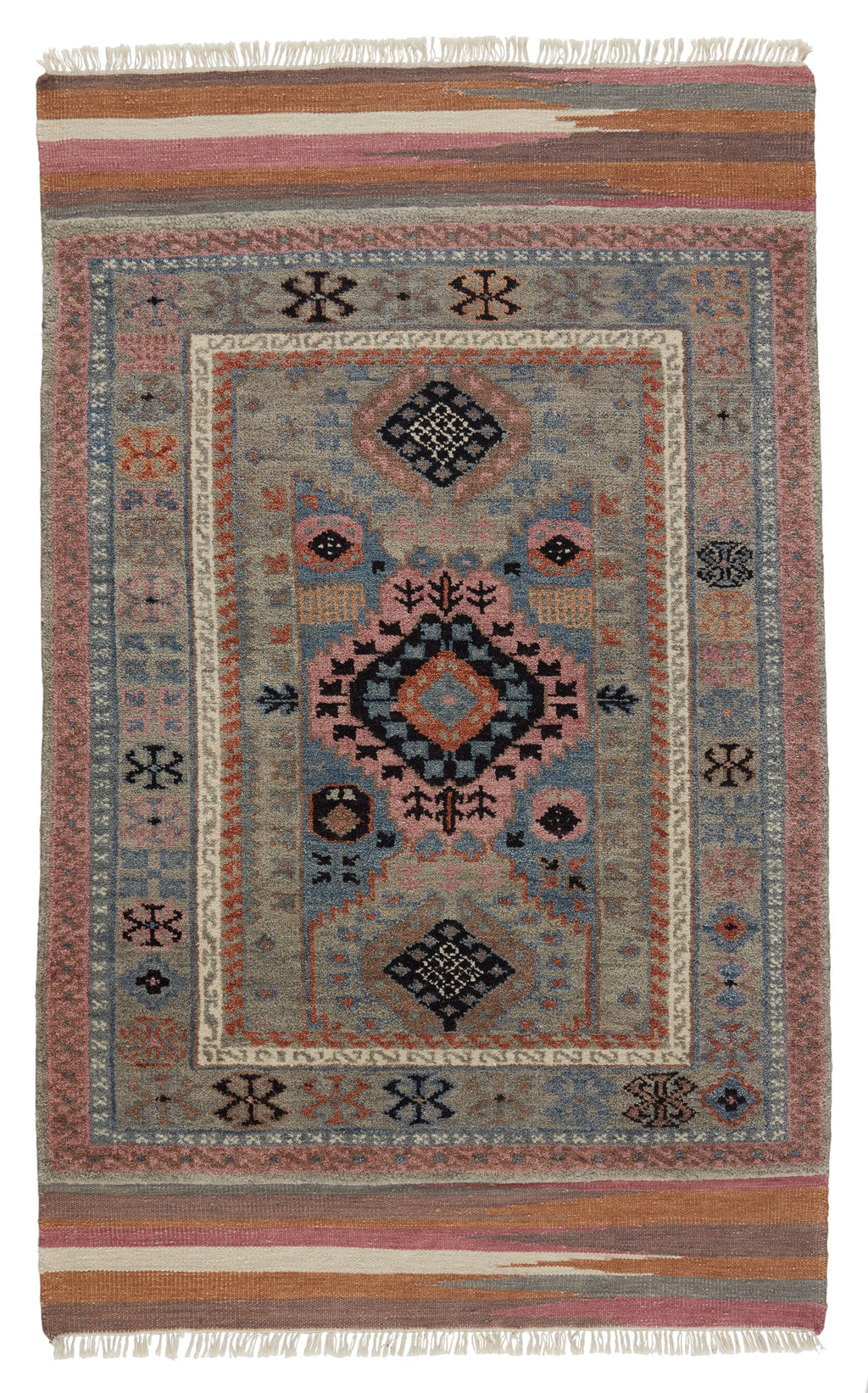 Asena Clovelly Reversible Hand Knotted Taupe & Multicolor Rug 1